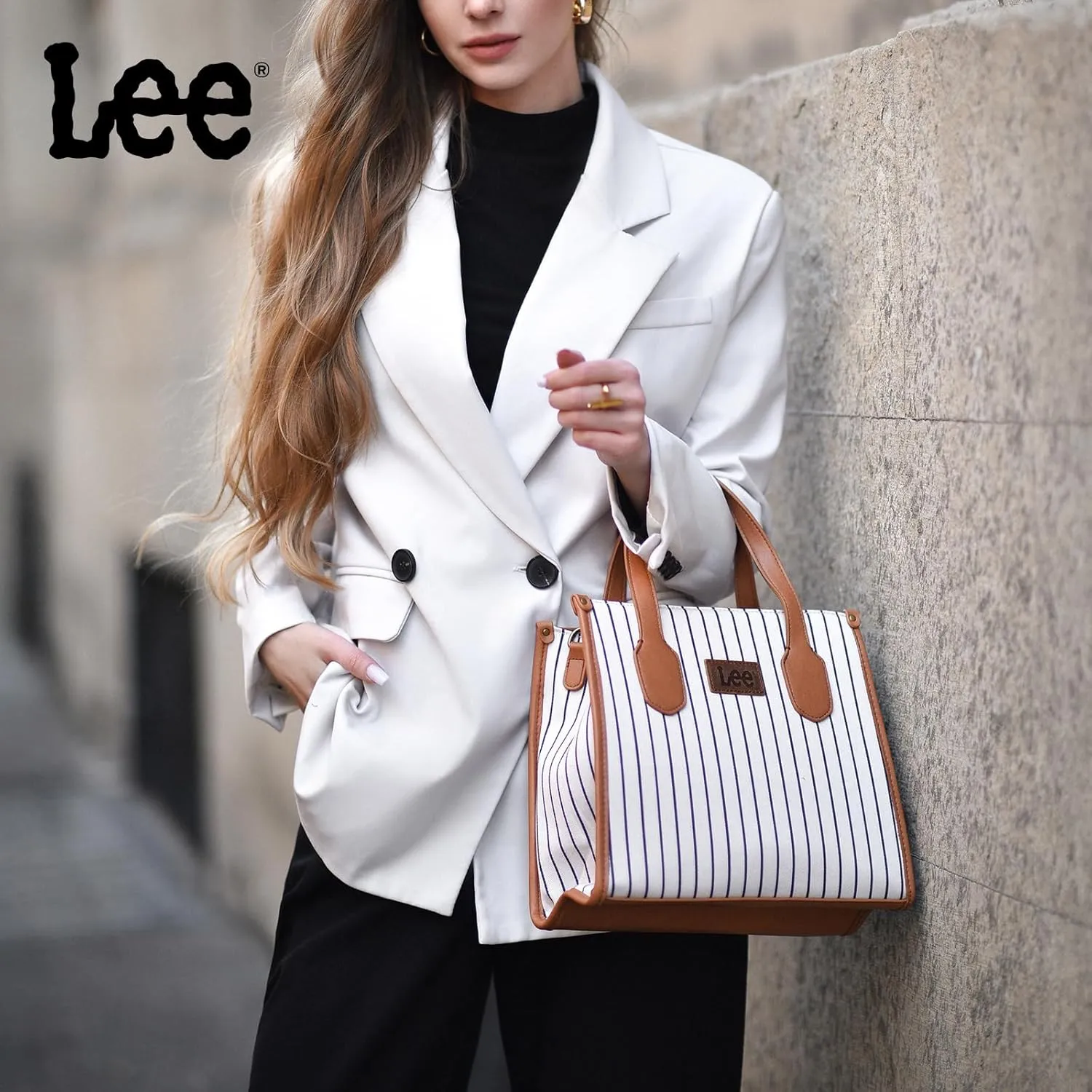 Montana West x Lee Tote Bag for Women Striped Top Handle Handbag with Adjustable Strap