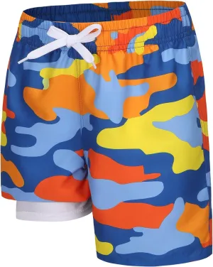 Moon Tree Boys Swim Trunks with Brief Liner for Boys Swim Shorts Quick Dry Boards Shorts Beach Swimwear