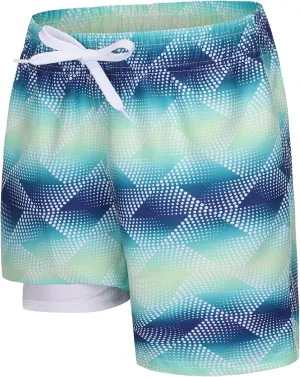 Moon Tree Boys Swim Trunks with Brief Liner for Boys Swim Shorts Quick Dry Boards Shorts Beach Swimwear