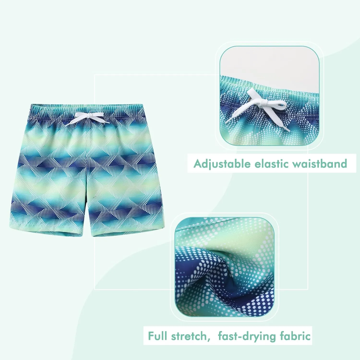 Moon Tree Boys Swim Trunks with Brief Liner for Boys Swim Shorts Quick Dry Boards Shorts Beach Swimwear