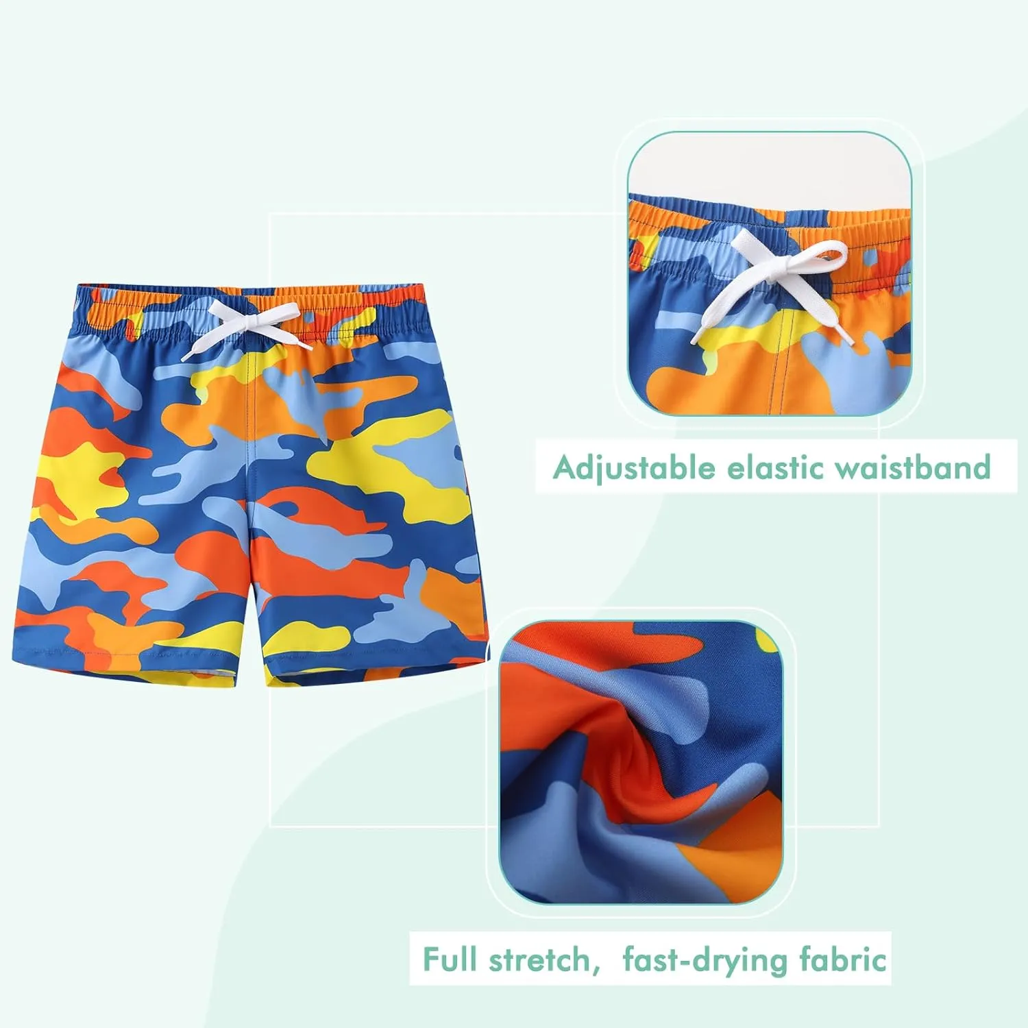 Moon Tree Boys Swim Trunks with Brief Liner for Boys Swim Shorts Quick Dry Boards Shorts Beach Swimwear