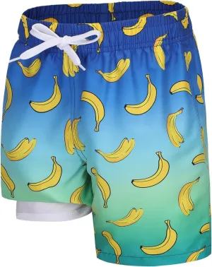 Moon Tree Boys Swim Trunks with Brief Liner for Boys Swim Shorts Quick Dry Boards Shorts Beach Swimwear