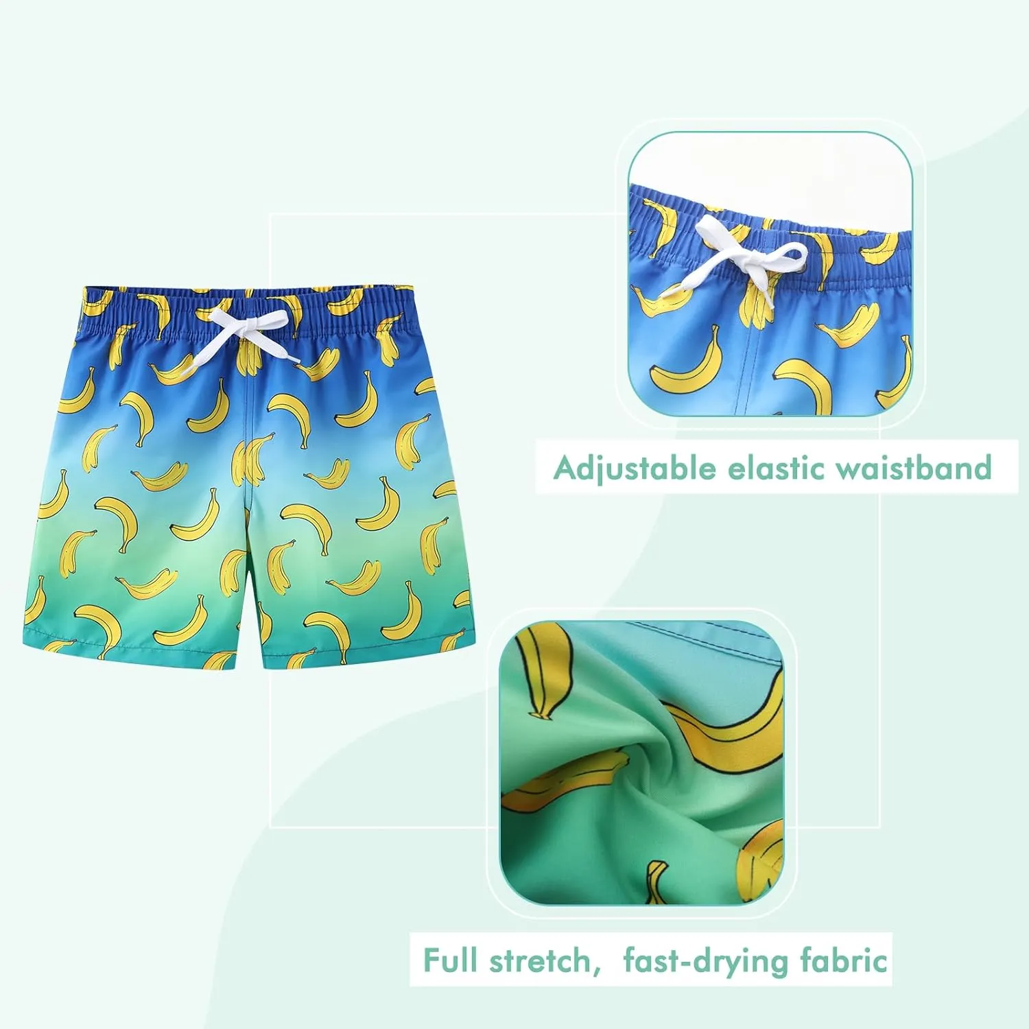 Moon Tree Boys Swim Trunks with Brief Liner for Boys Swim Shorts Quick Dry Boards Shorts Beach Swimwear