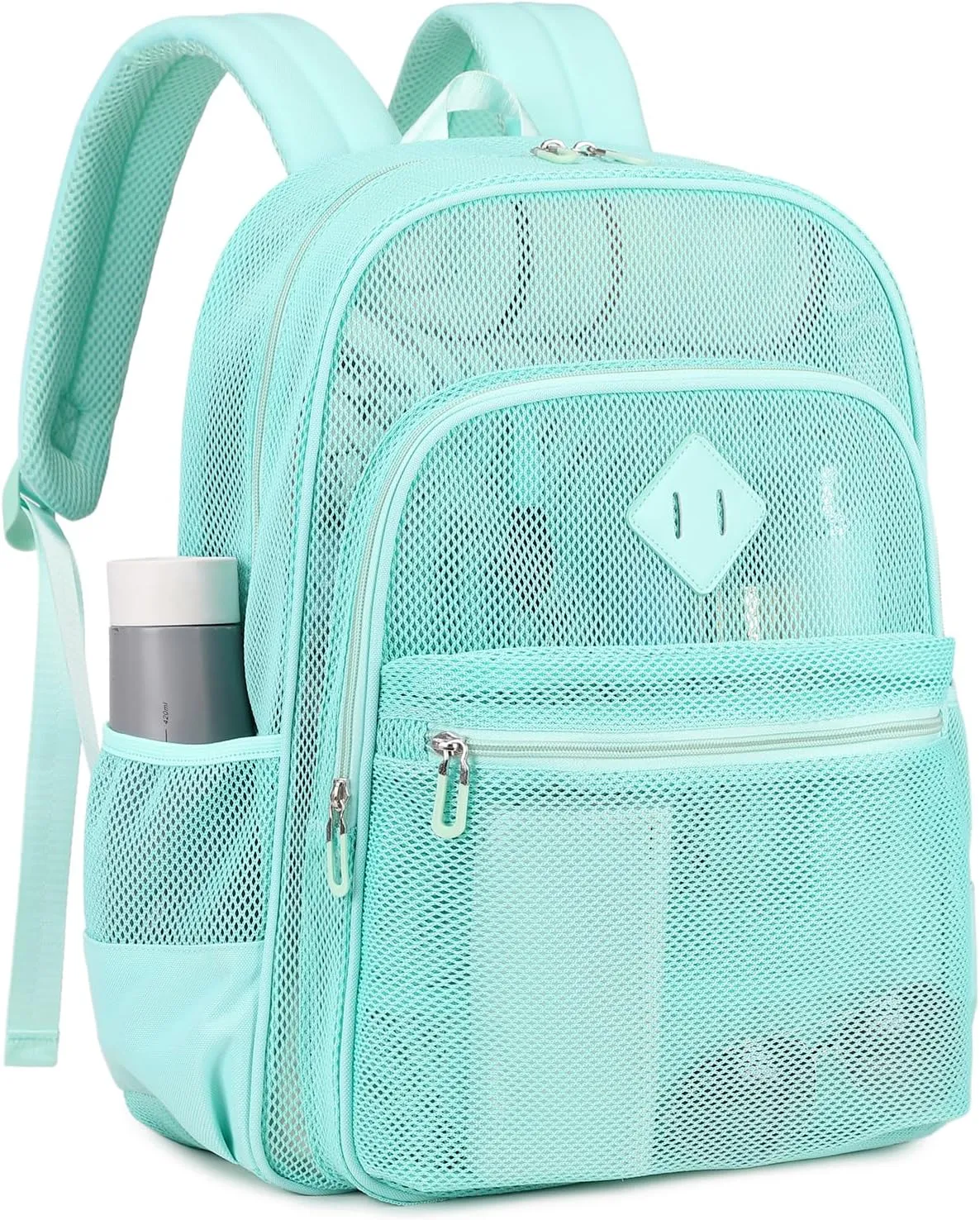 MOONBABY Mesh Backpack Heavy Duty See Through Backpack Transparent Bookbag for Swimming, Beach, Sports, Work, Travel (Green)