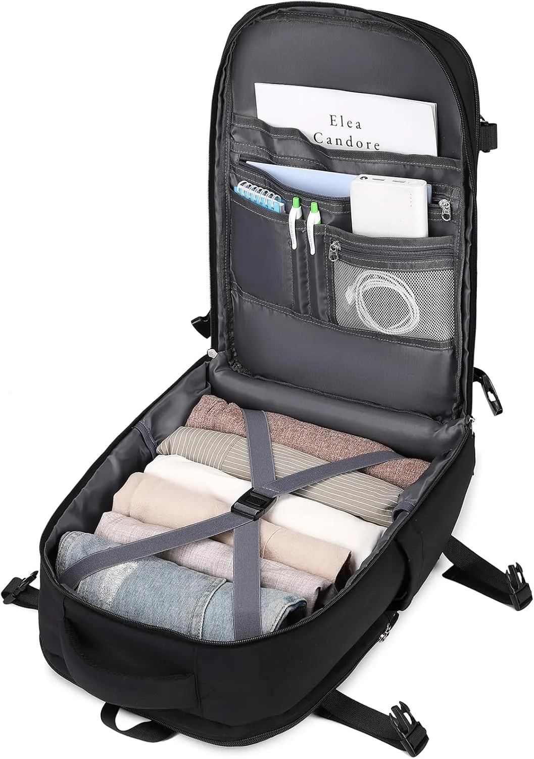 MOONBABY Travel Backpack for Women Men Carry On Flight Approved 3pcs Set Personal Item Travel Bag With Luggage Strap