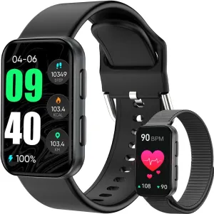 MorePro Health Fitness Tracker with Blood oxy-gen Monitor and 24/7 Heart Rate and Blood Pressure, Step Calorie Counter, 120  Sport Modes Waterproof Fitness Watch for Android iOS Women Men, Black