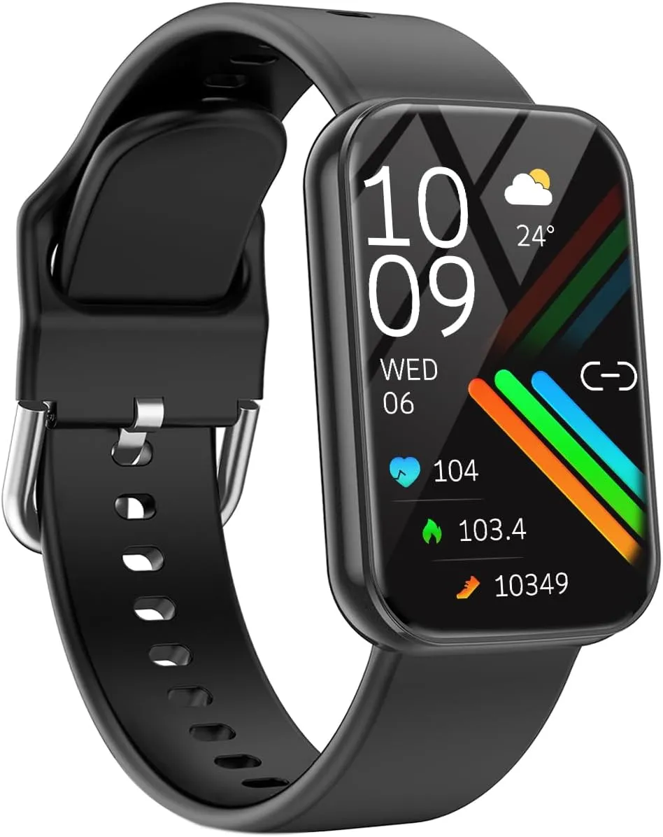 MorePro Health Fitness Tracker with Blood oxy-gen Monitor and 24/7 Heart Rate and Blood Pressure, Step Calorie Counter, 120  Sport Modes Waterproof Fitness Watch for Women Men Android iOS, Black