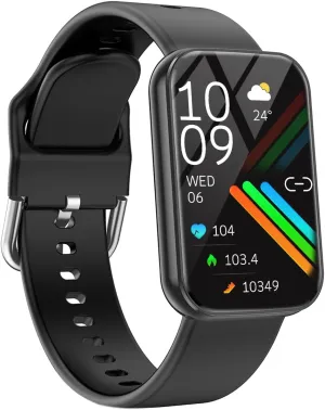 MorePro Health Fitness Tracker with Blood oxy-gen Monitor and 24/7 Heart Rate and Blood Pressure, Step Calorie Counter, 120  Sport Modes Waterproof Fitness Watch for Women Men Android iOS, Black