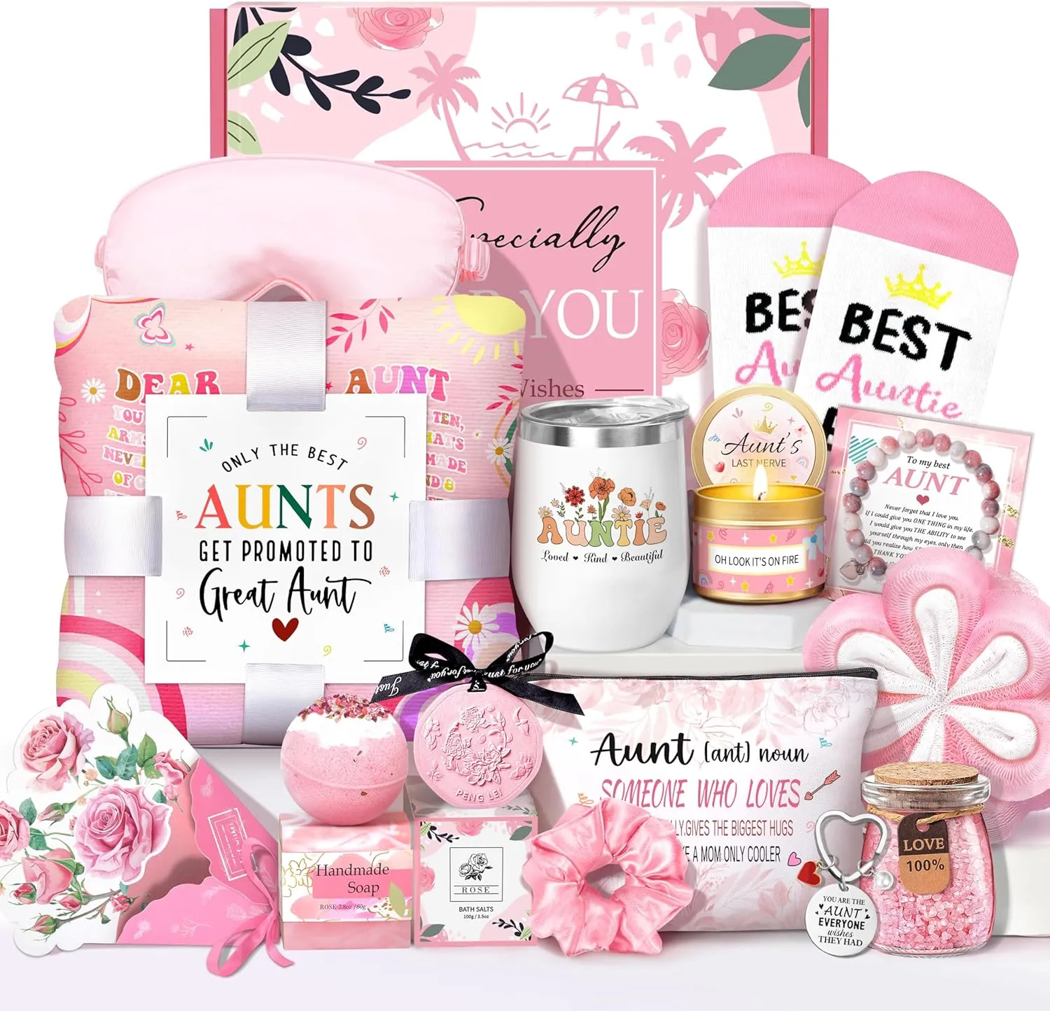Mother's Day Aunt Gifts from Niece Nephew, Best Aunt Ever Gift, Auntie Birthday Gift Ideas, Auntie Gift Ideas, Get Well Soon Care Package Relaxing Spa Gifts Set for Mother's Day