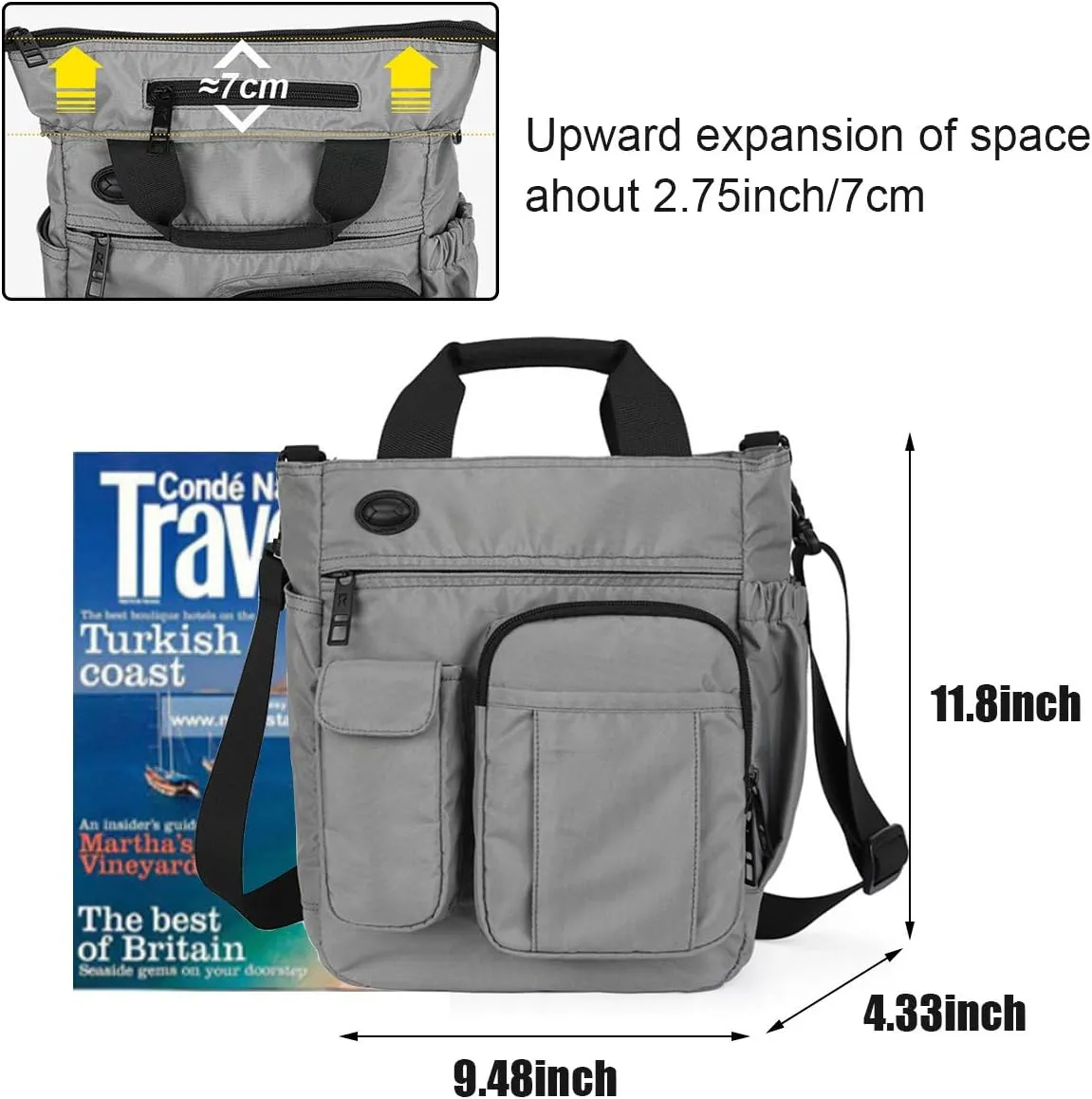 Multi Pockets Crossbody Messenger Bag Shoulder Bag Laptop Bag for for Men Women Casual Business Sport Travel