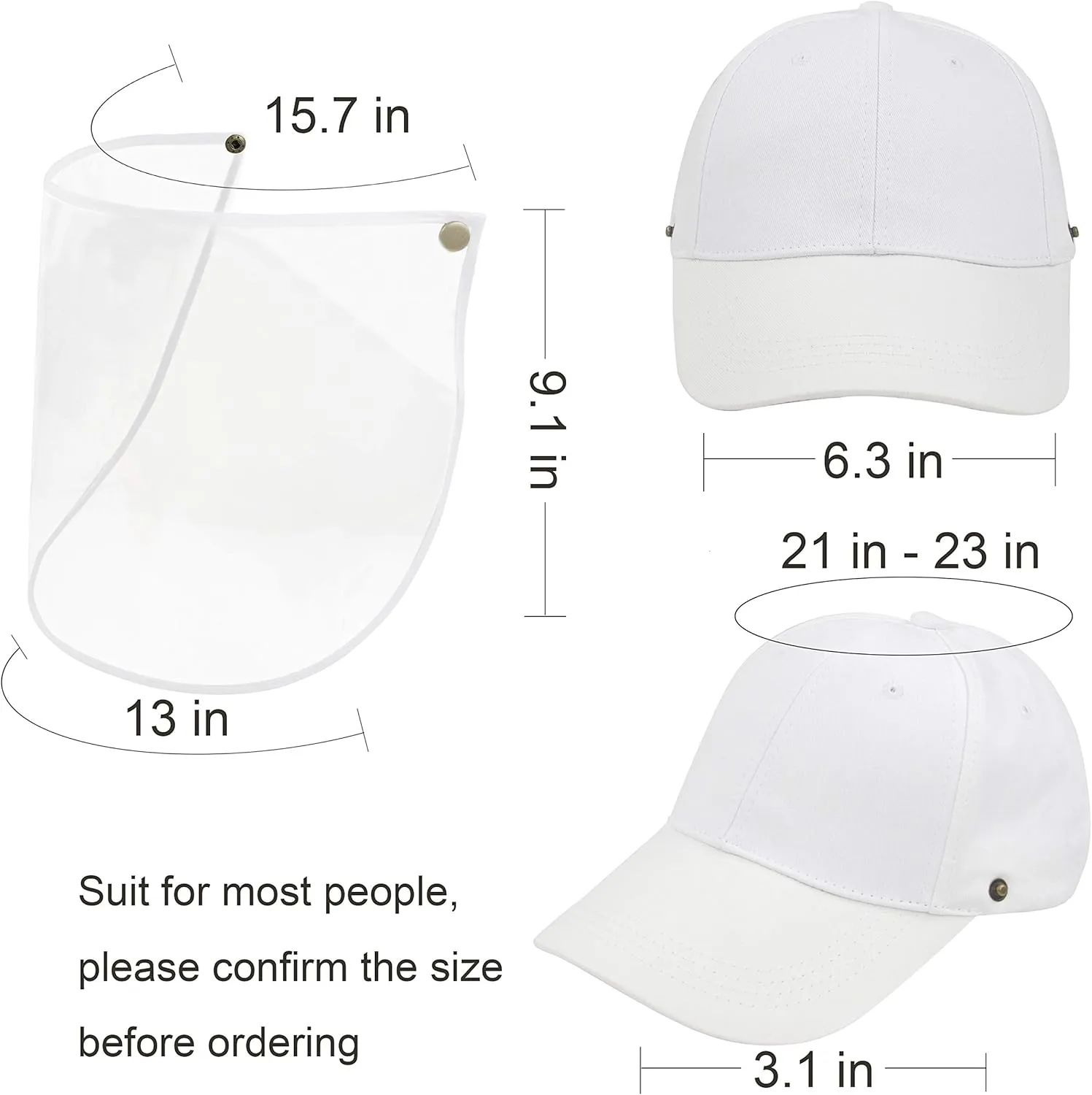 Muryobao Men Women Summer Face Shield Baseball Hat UV Protection Outdoor Fishing Detachable Sun Visor Cap