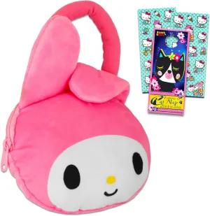 My Melody Plush Purse for Girls Set - Hello Kitty Gift Bundle with My Meldoy Plushie with Straps Plus Hello Kitty Stickers and More | My Melody Handbag for Girls
