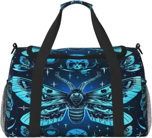 Mystical Gothic Skull Butterfly Duffle Bag Travel Duffel Bags for Men Women Waterproof Gym Overnight Weekender Bag Carry on Tote Bag