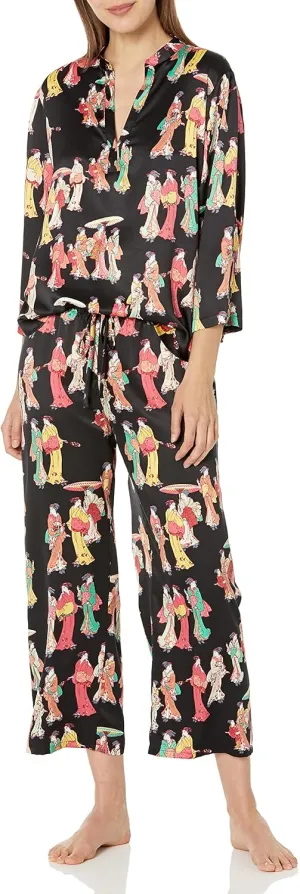 N Natori Women's Geisha-Printed Satin Oth Pj Length 25" Inseam 26"