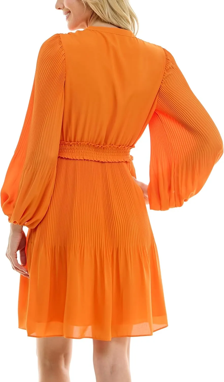 Nanette Nanette Lepore Women's Button Up Fully Lined Dress with Full Body, Smock Waist and Pleated Blouson Sleeve