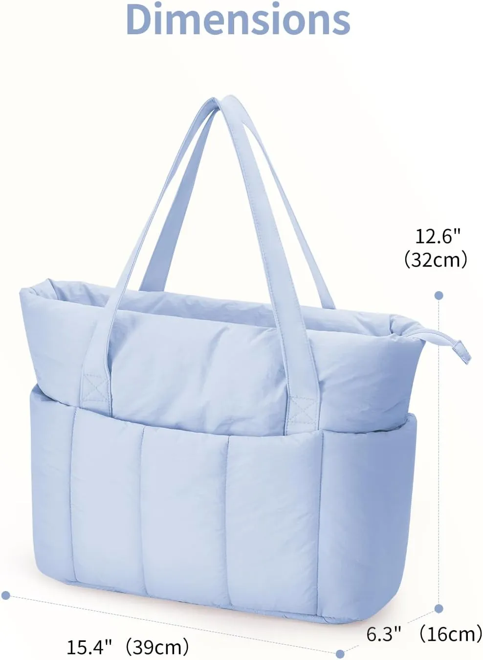 Narwey Puffer Travel Tote Bag for Women Work with Laptop Compartment, Quilted Puffy Tote Bags for Carry on, College, Nurse