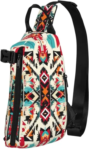 Native American Pattern Print Trend Casual Crossbody Chest Bag Multipurpose Cross Body Shoulder Bag, Black