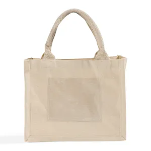 Natural Canvas Wedding Favor Tote Bags with Front Pocket - TF207
