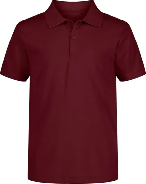 Nautica Boys' School Uniform Short Sleeve Polo Shirt, Button Closure, Moisture Wicking Performance Material