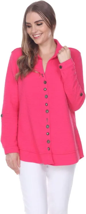 Neon Buddha Women's Stepping Out Shirt Sweater, Rhubarb, Large