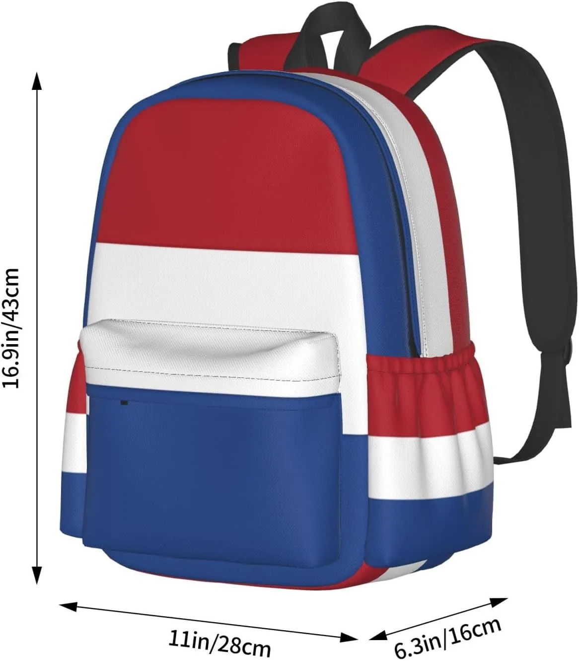 Netherlands Holland Flag Large Travel Backpack Casual Backpacks Laptop Daypack Working Rucksack Lightweight Back Pack Sports Bag with Adjustable Shoulder Strap