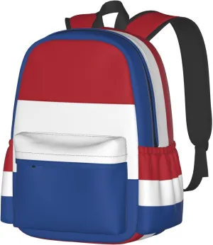 Netherlands Holland Flag Large Travel Backpack Casual Backpacks Laptop Daypack Working Rucksack Lightweight Back Pack Sports Bag with Adjustable Shoulder Strap