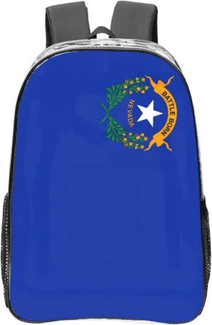 Nevada State Flag print Transparent Clear Backpack,PVC Plastic Material Large Capacity for College Workplace