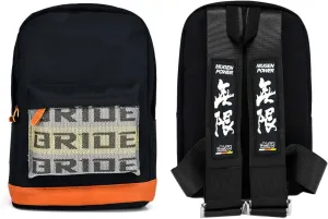 New Bride Racing Backpack with Mugen Power Racing Harness Shoulder Straps Black