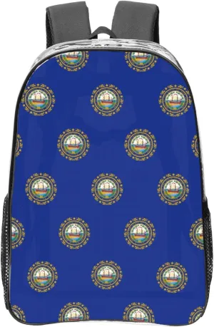 New Hampshire State Flag Clear Backpack,High Capacity Clear Bag For Travel,Work,Festival, Concerts Women Men Unisex