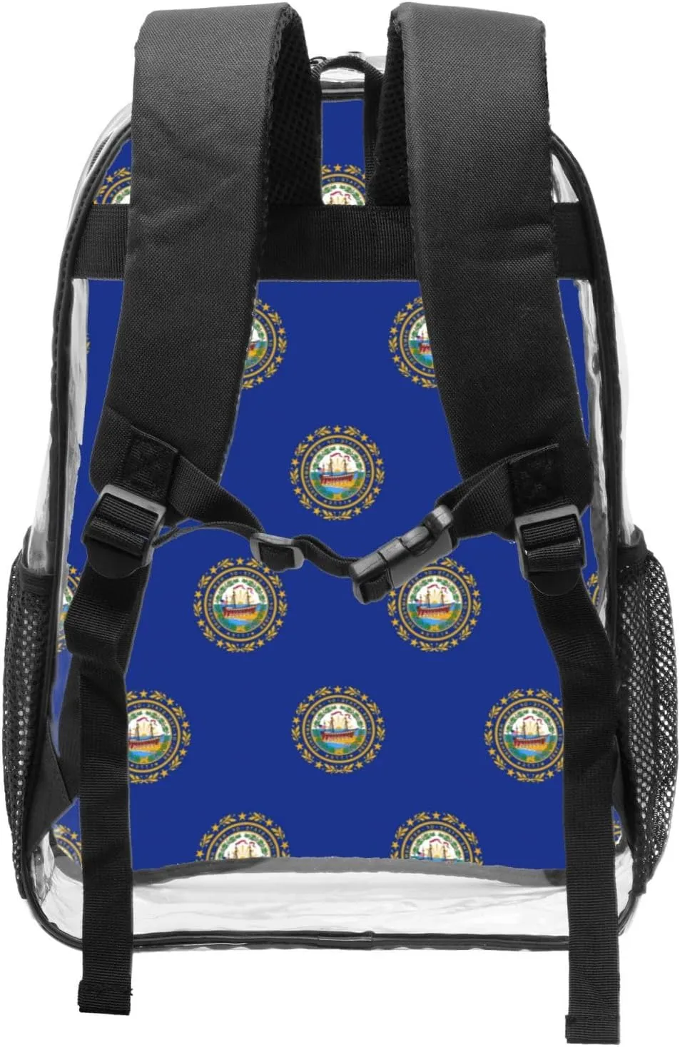 New Hampshire State Flag Clear Backpack,High Capacity Clear Bag For Travel,Work,Festival, Concerts Women Men Unisex