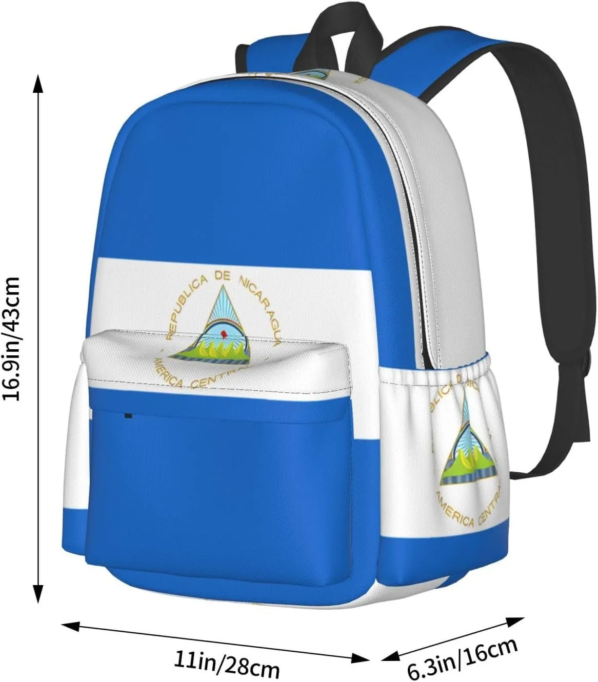 Nicaragua Flag Casual Backpack Large Capacity Travel Backpacks Laptop Daypack Commuter Rucksack Adjustable Strap Sports Bags for Hiking Biking