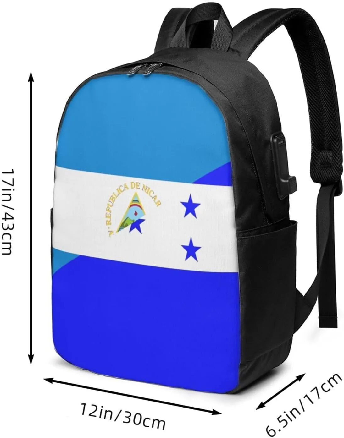 Nicaragua Honduras Flag Laptop Backpacks Travel Backpack Casual Business Daypack Sport Rucksack Computer Bag Fits up to 17 Inch Notebook with USB Port