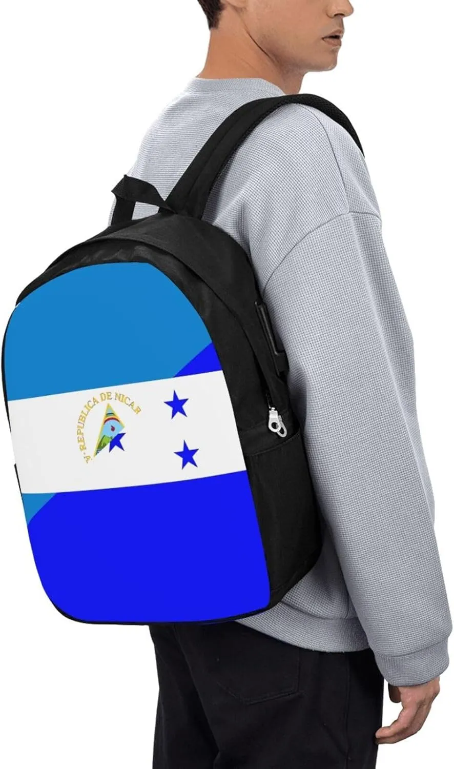 Nicaragua Honduras Flag Laptop Backpacks Travel Backpack Casual Business Daypack Sport Rucksack Computer Bag Fits up to 17 Inch Notebook with USB Port