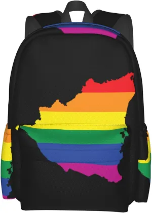 Nicaragua LGBT Rainbow Gay Pride Map Flag Casual Backpack Large Capacity Travel Backpacks Laptop Daypack Commuter Rucksack Adjustable Strap Sports Bags for Hiking Biking
