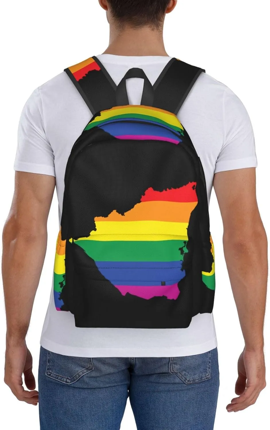 Nicaragua LGBT Rainbow Gay Pride Map Flag Casual Backpack Large Capacity Travel Backpacks Laptop Daypack Commuter Rucksack Adjustable Strap Sports Bags for Hiking Biking