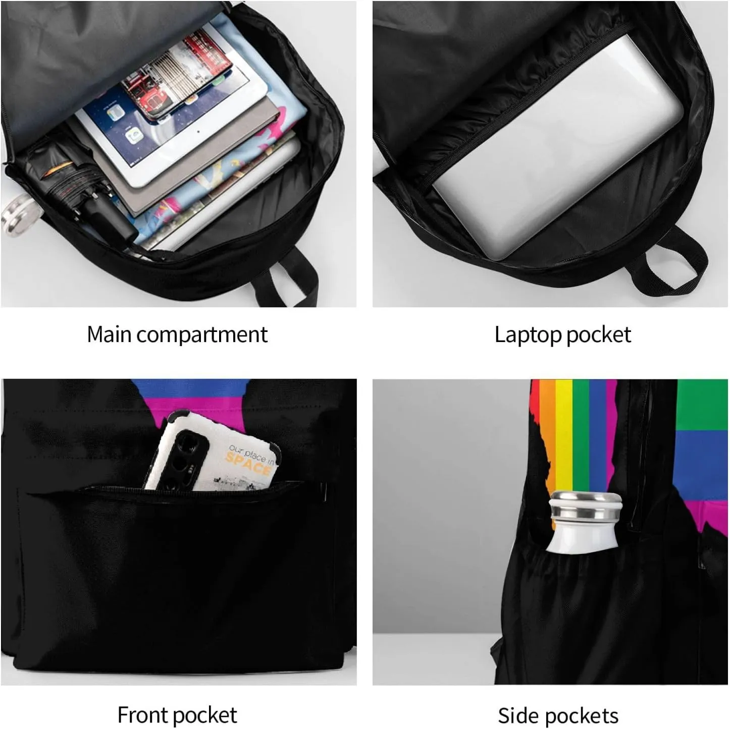 Nicaragua LGBT Rainbow Gay Pride Map Flag Casual Backpack Large Capacity Travel Backpacks Laptop Daypack Commuter Rucksack Adjustable Strap Sports Bags for Hiking Biking