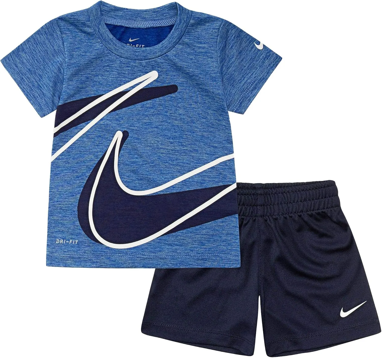 Nike Boy`s Dri-Fit T-Shirt & Shorts 2 Piece Se (Obsidian(76E526-695)/White, 12 Months)