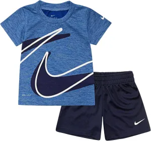 Nike Boy`s Dri-Fit T-Shirt & Shorts 2 Piece Se (Obsidian(76E526-695)/White, 12 Months)