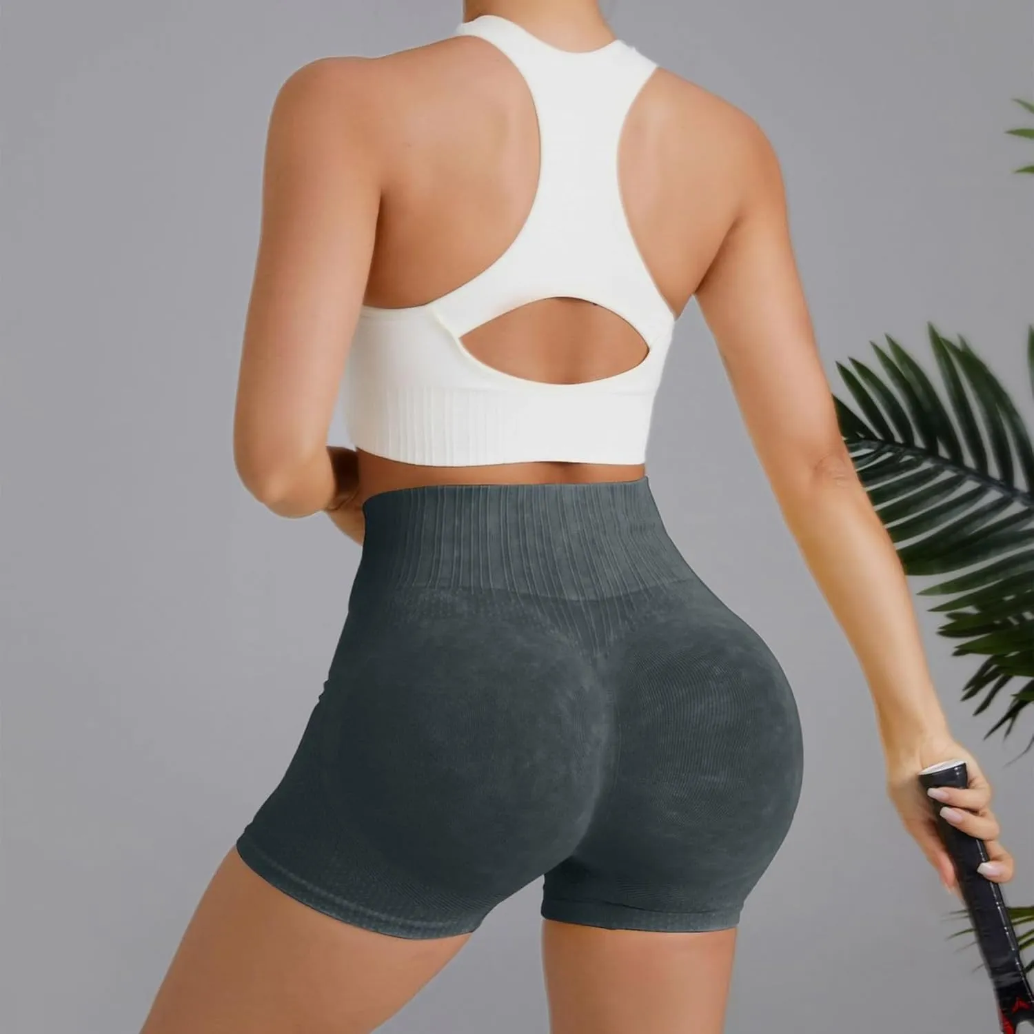 No Front Seam Biker Shorts for Women, Yoga Workout Gym Bike Shorts with Tummy Control