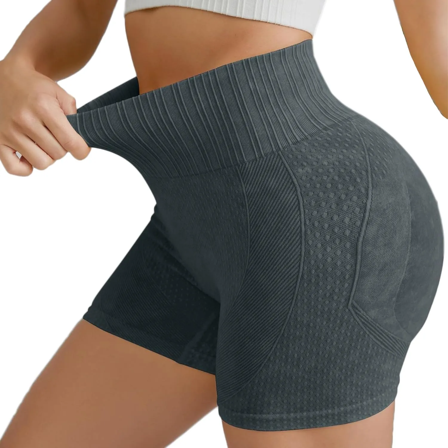 No Front Seam Biker Shorts for Women, Yoga Workout Gym Bike Shorts with Tummy Control