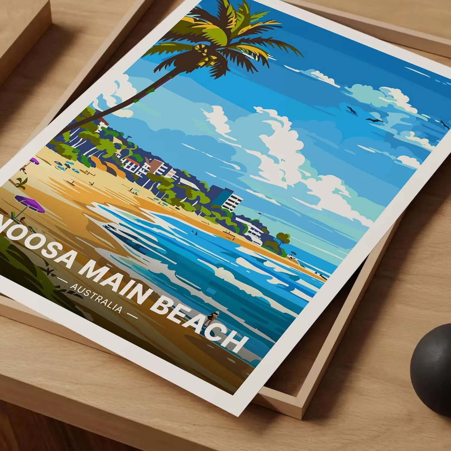Noosa Main Beach Poster, Australia Travel Wall Art, Coastal Home Decor, Beach Lovers Gift Idea, Scenic Ocean View Artwork