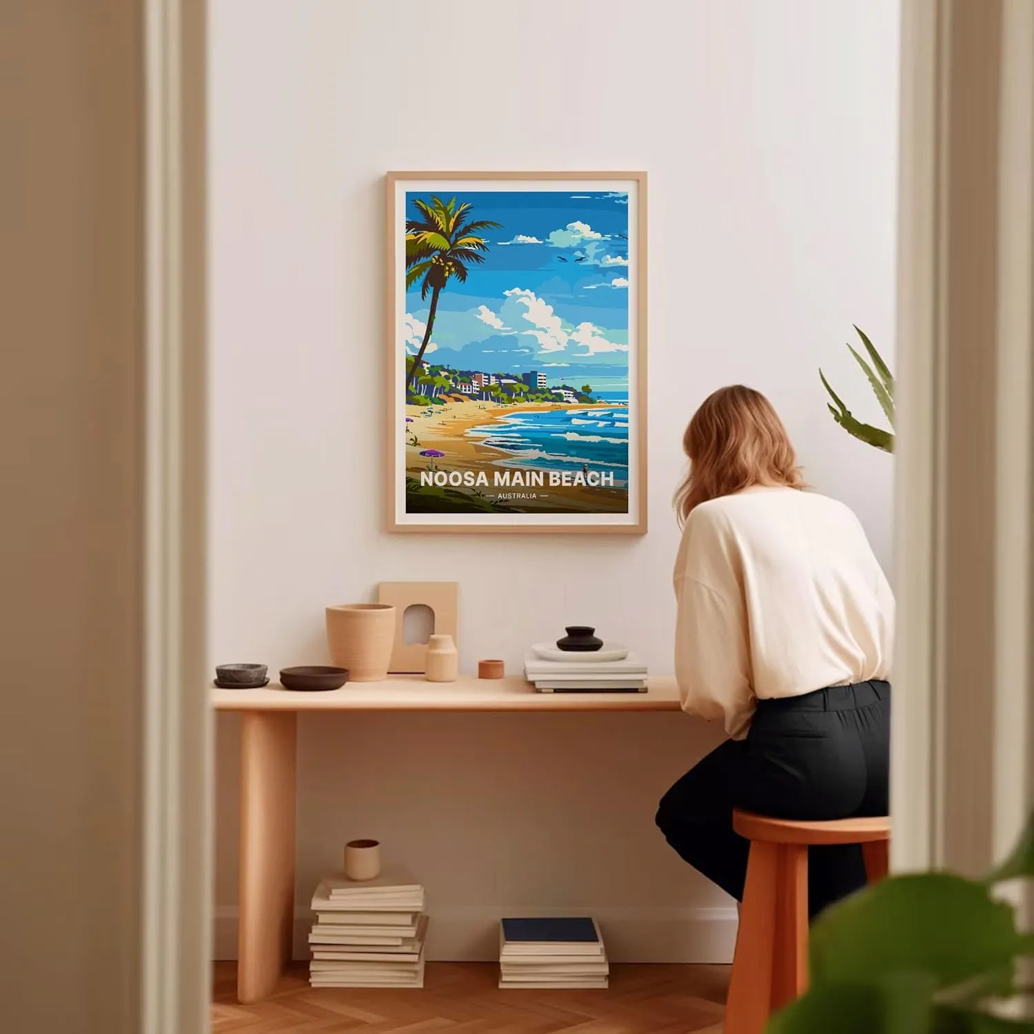 Noosa Main Beach Poster, Australia Travel Wall Art, Coastal Home Decor, Beach Lovers Gift Idea, Scenic Ocean View Artwork