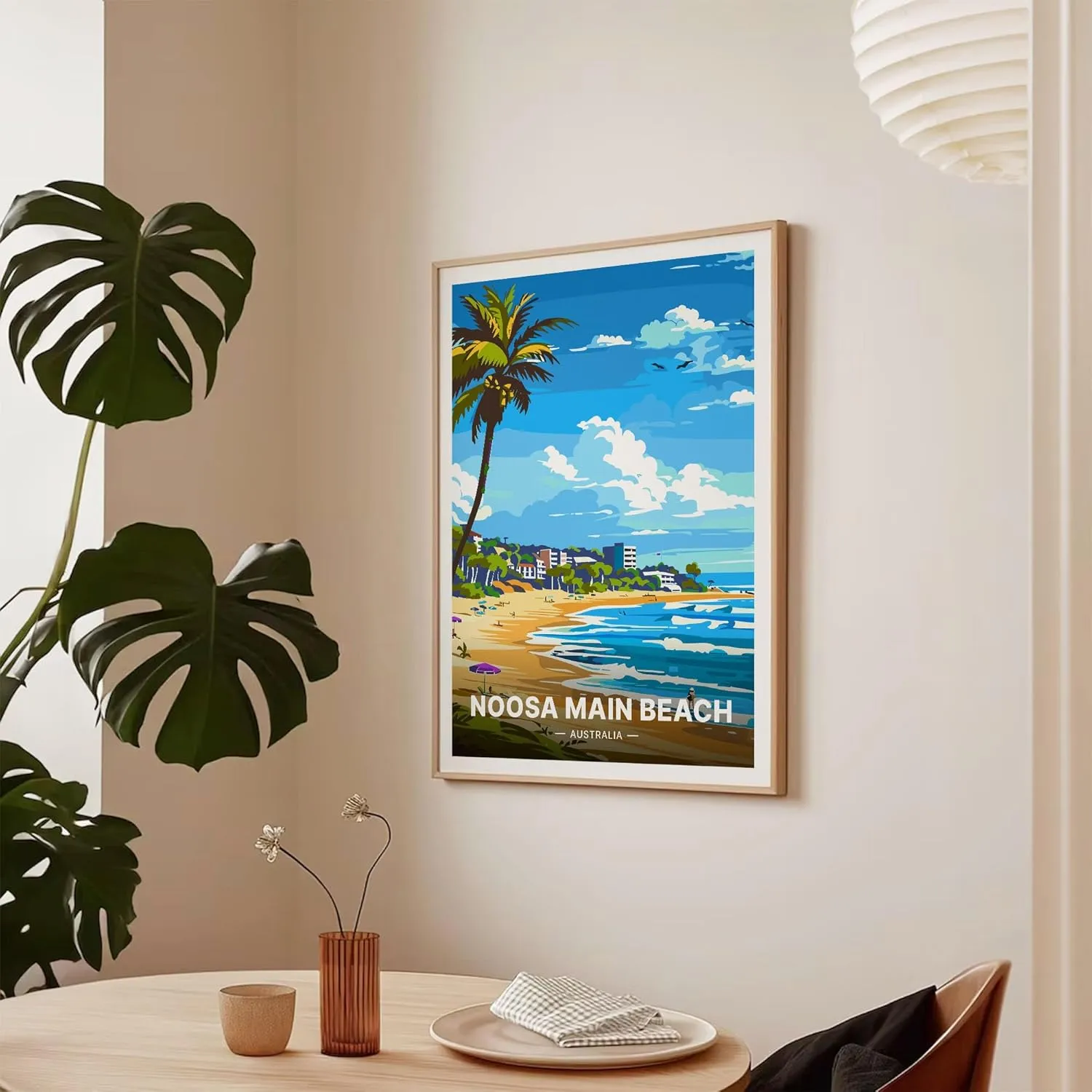Noosa Main Beach Poster, Australia Travel Wall Art, Coastal Home Decor, Beach Lovers Gift Idea, Scenic Ocean View Artwork
