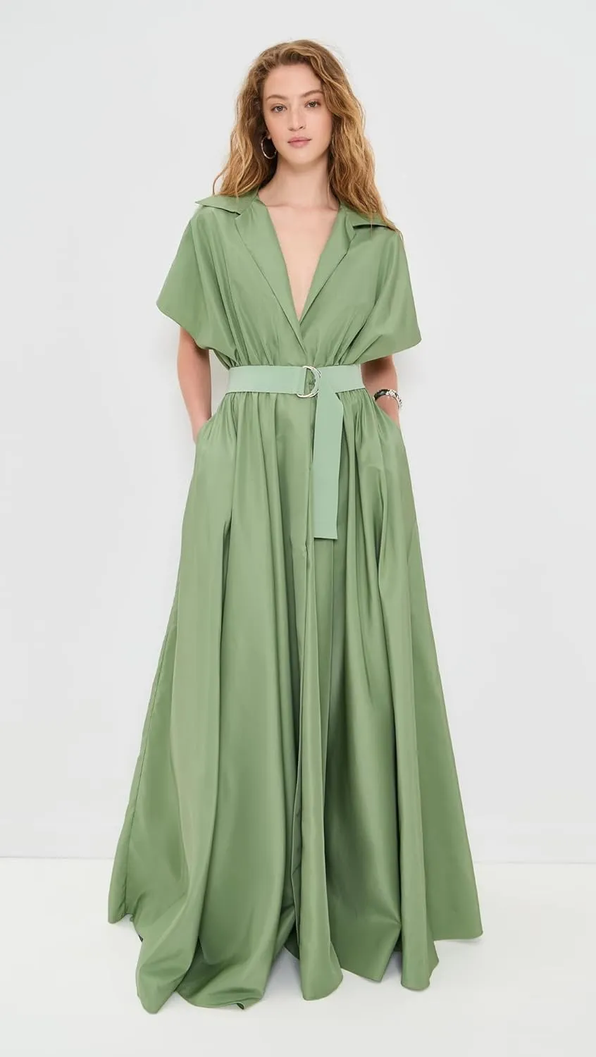 Norma Kamali Women's Belted Flared Maxi Dress