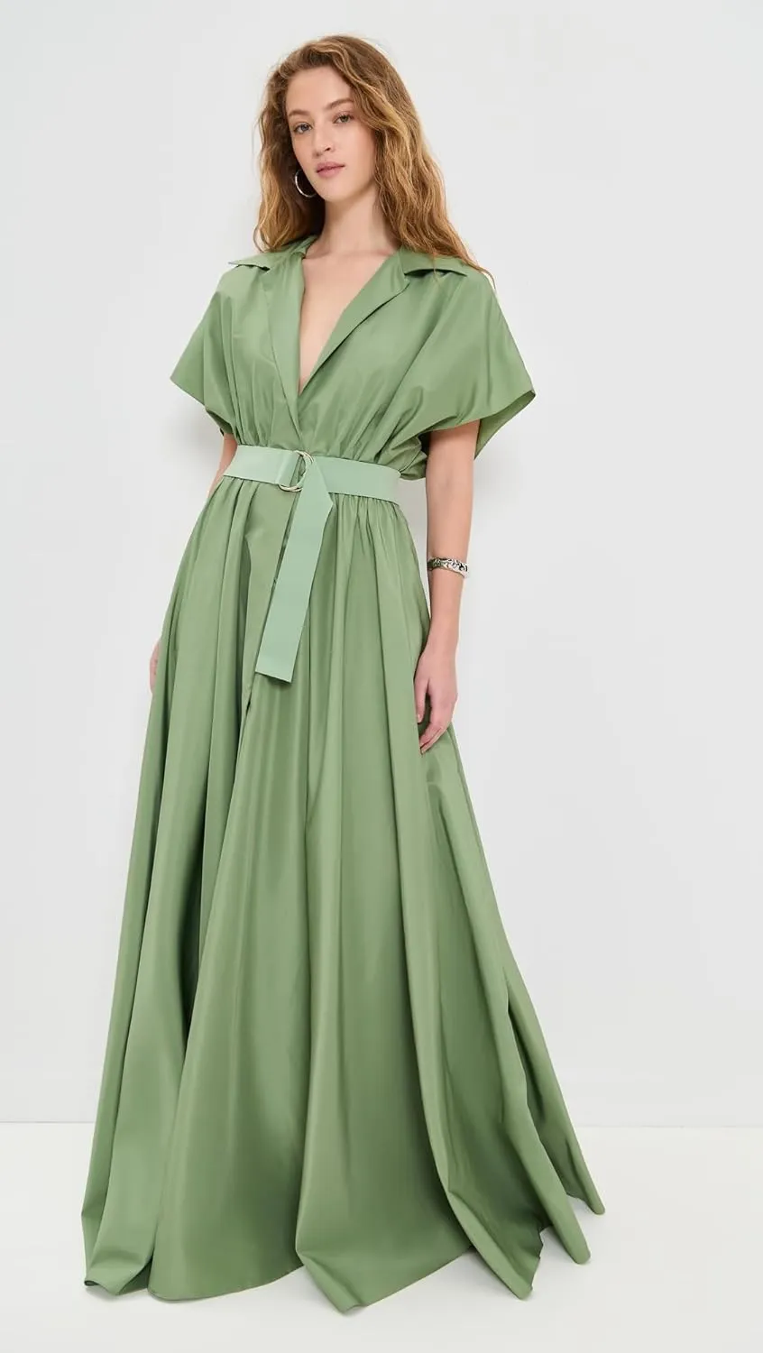 Norma Kamali Women's Belted Flared Maxi Dress