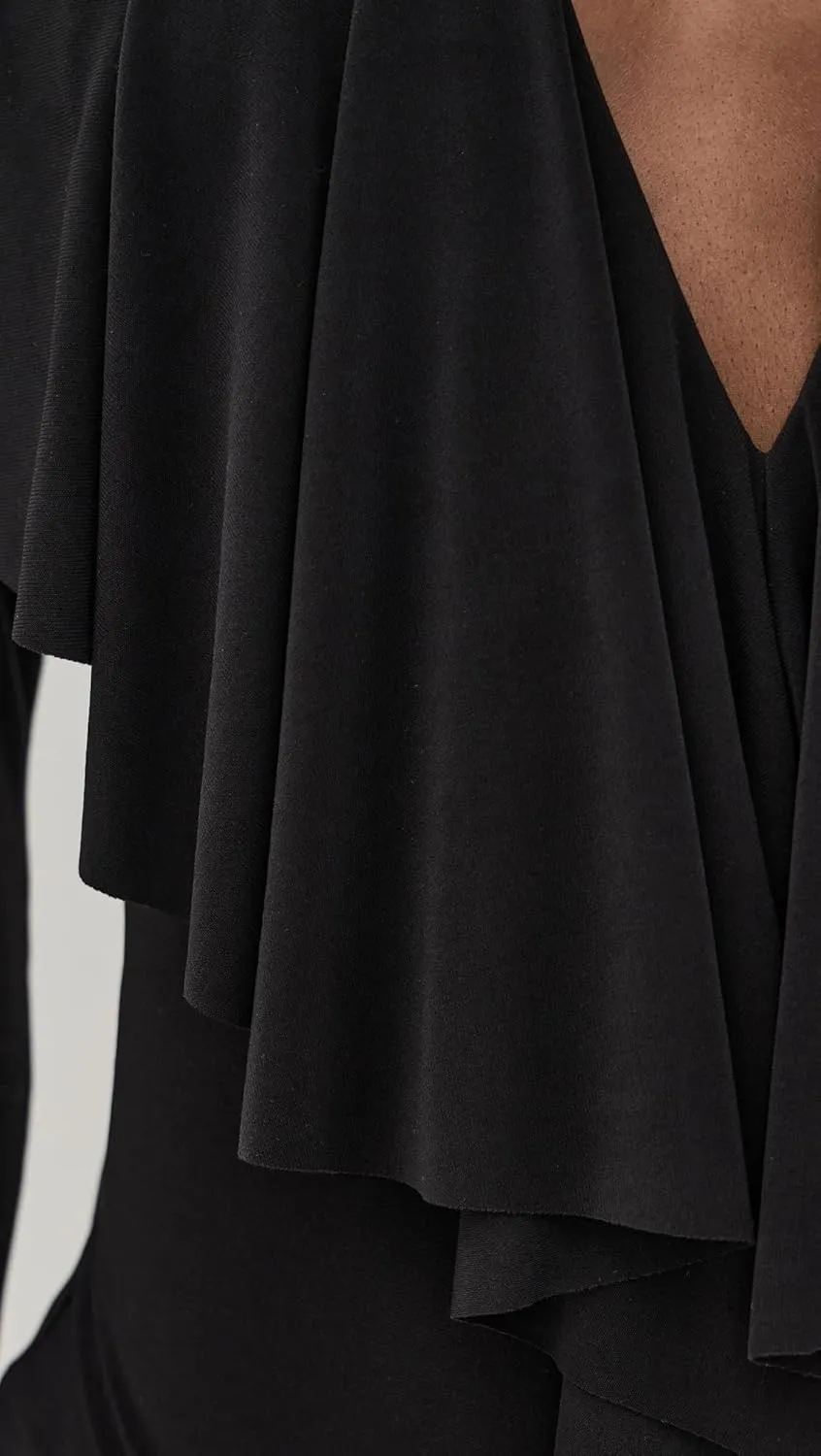 Norma Kamali Women's Long Sleeve Deep V Ruffle Mini Dress