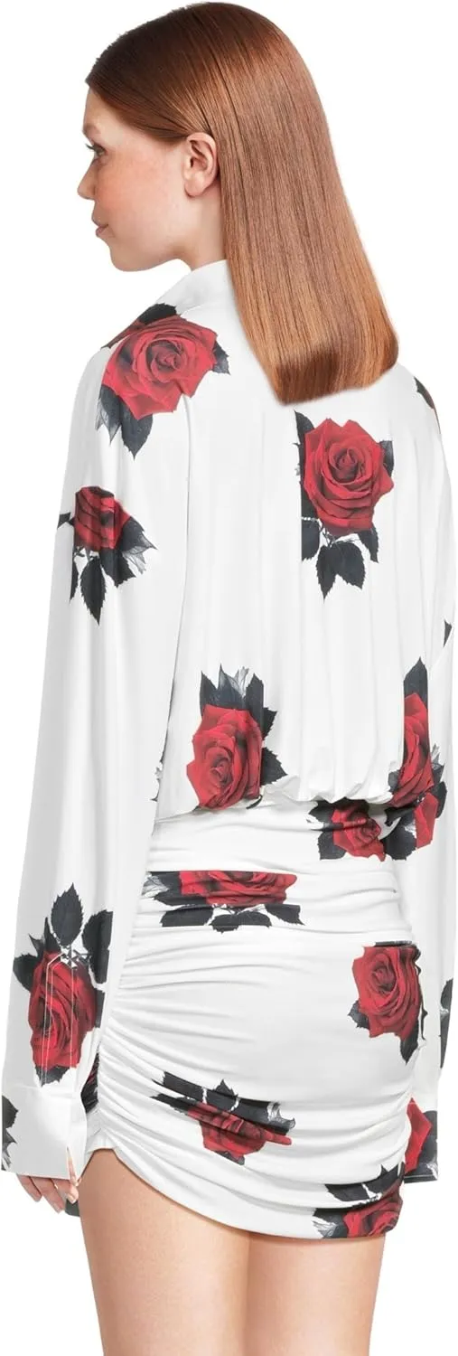 Norma Kamali Women's Oversized Bf Nk Shirt Shirred Bottom Mini Dress