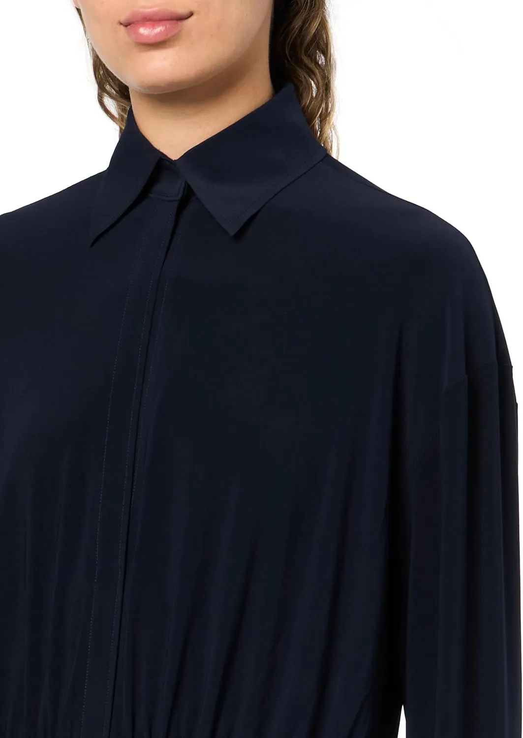 Norma Kamali Women's Oversized Bf Nk Shirt Shirred Bottom Mini Dress