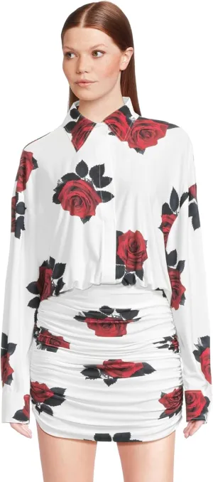 Norma Kamali Women's Oversized Bf Nk Shirt Shirred Bottom Mini Dress