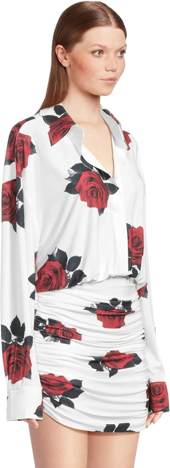 Norma Kamali Women's Oversized Bf Nk Shirt Shirred Bottom Mini Dress